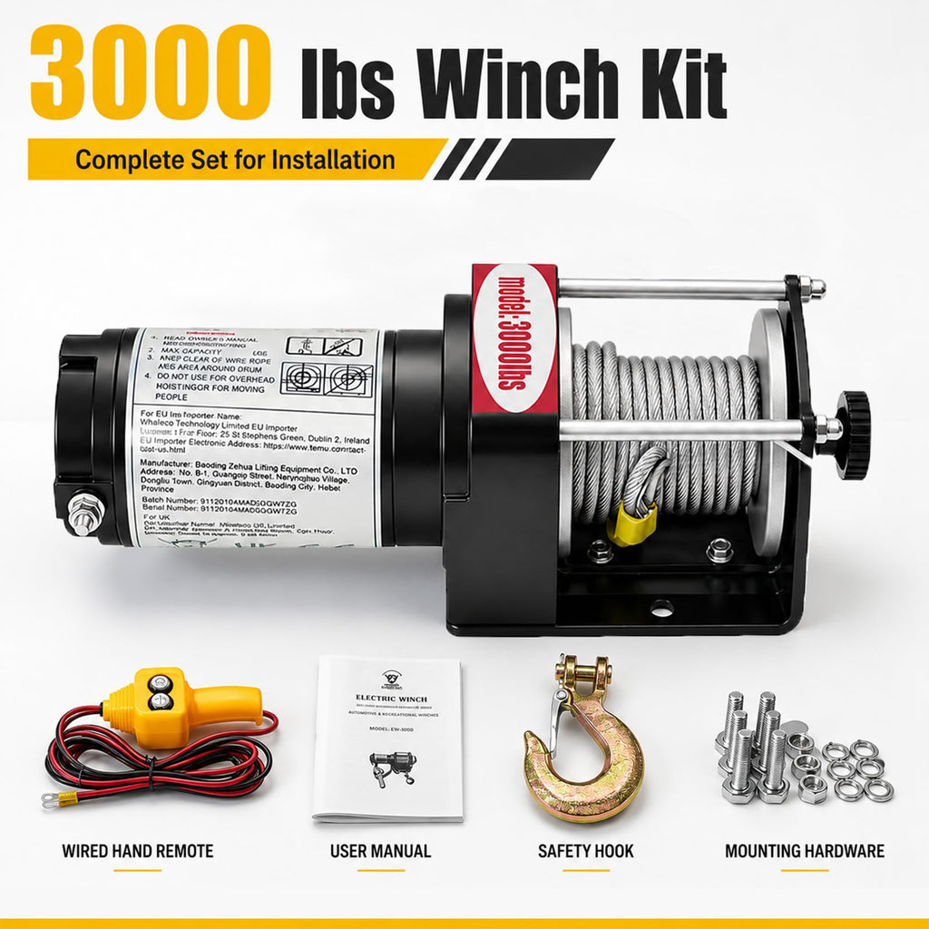 12V DC Electric Winch with Steel Cable T8200