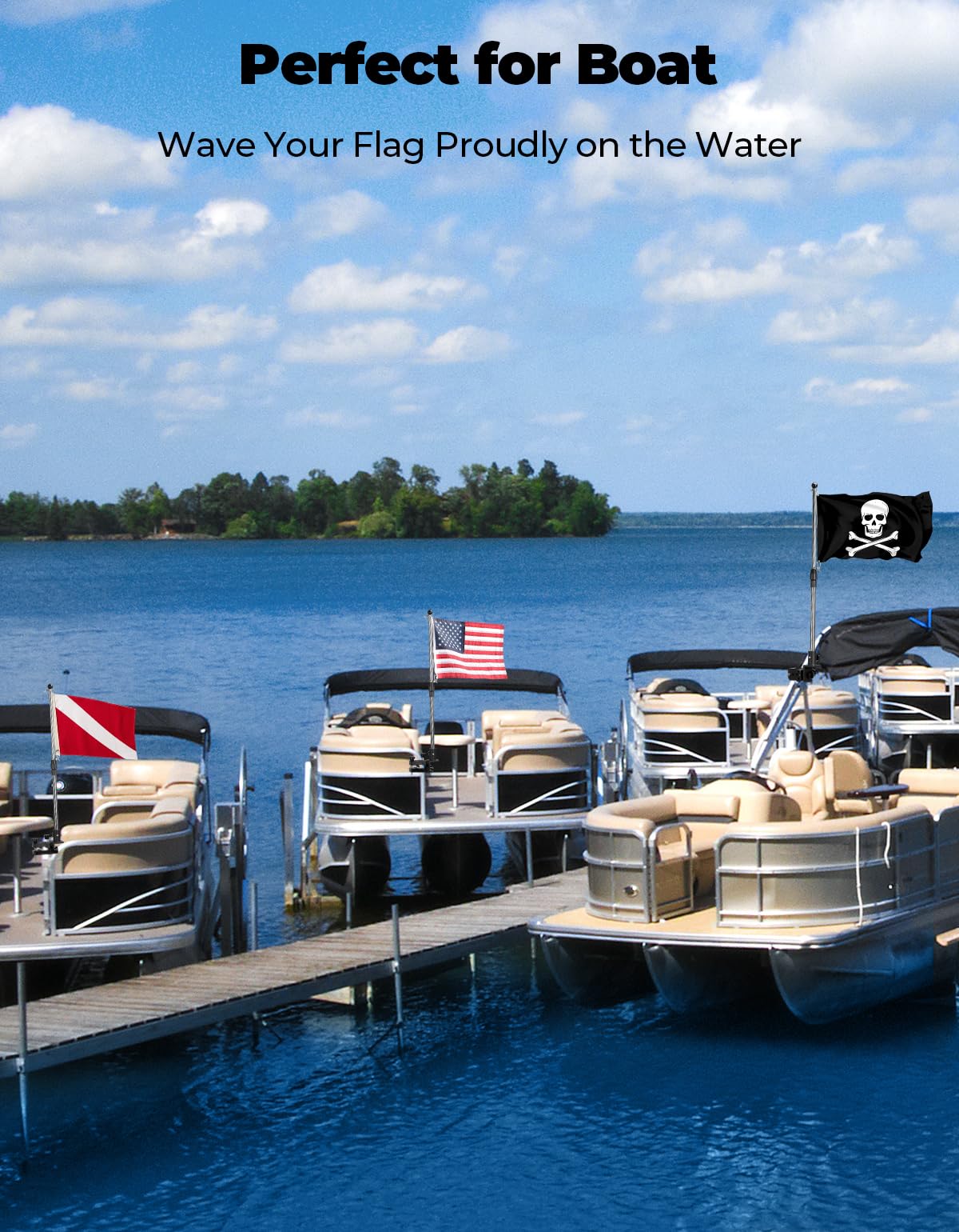Stainless Steel 360° Rotating Boat Flag Pole Holder U70925