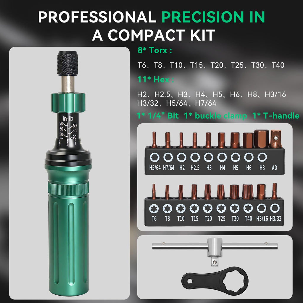 10-70 in-lb 1/4" Drive 24 PCS Torque Screwdriver Set X57502
