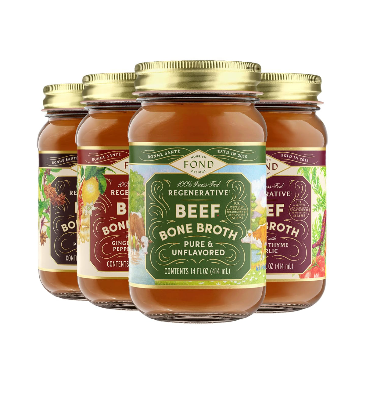 Bone Broth Variety Pack 3 Beef Flavors 14oz 4-Pack S850376