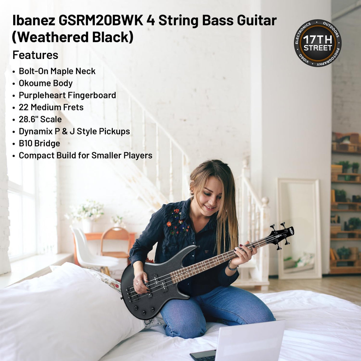 4-String Bass Weathered Black Okoume Body Z23021