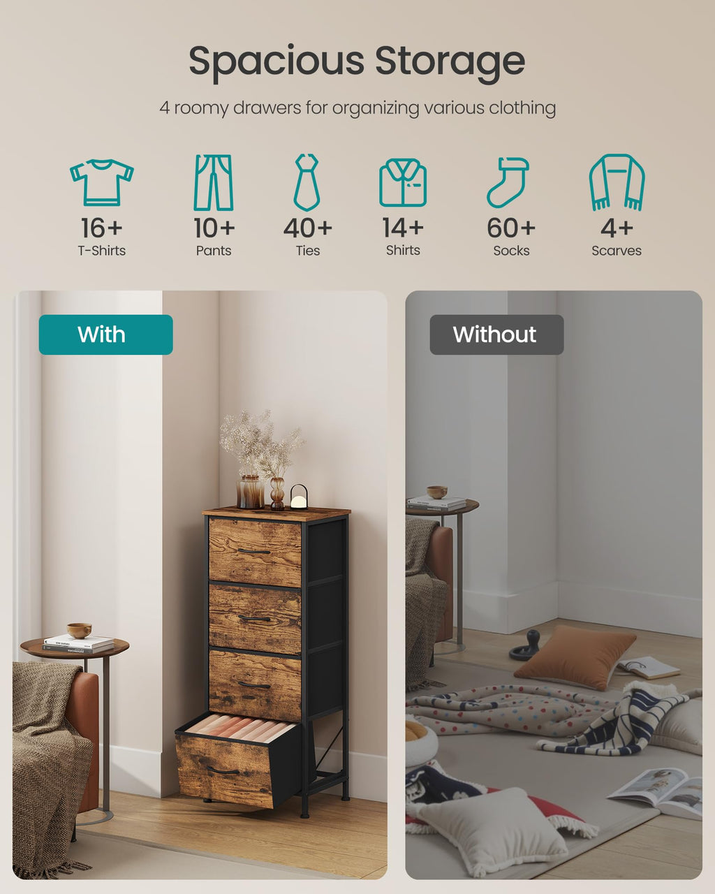 Dresser with 4 Fabric Drawers C438