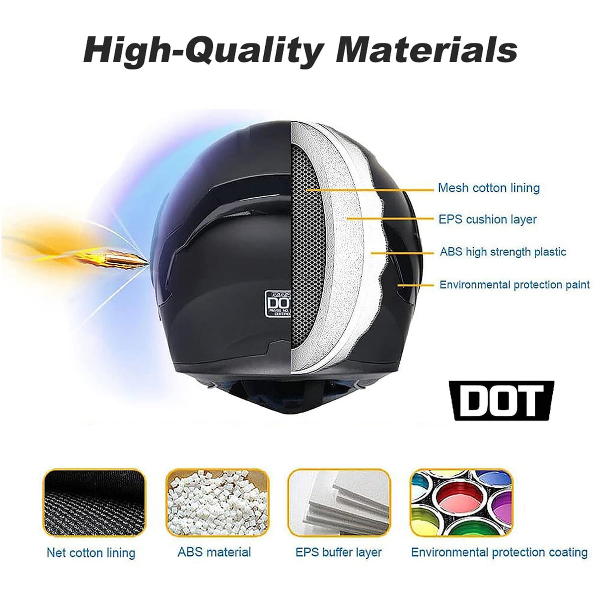 DOT Approved Flip Up Full Face Modular Motorcycle Helmet P7363