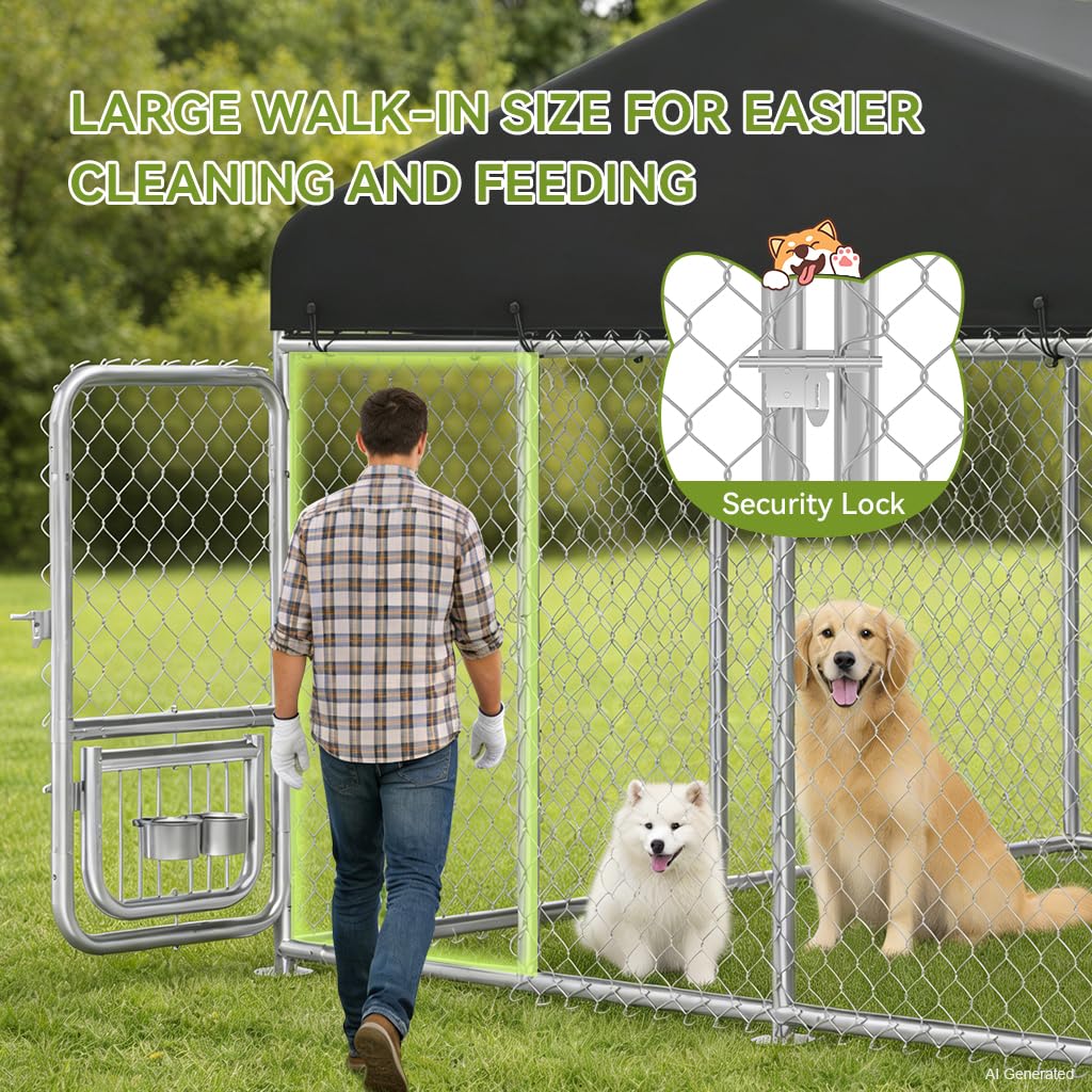 10x10FT Heavy Duty Outdoor Dog Kennel with Roof S869