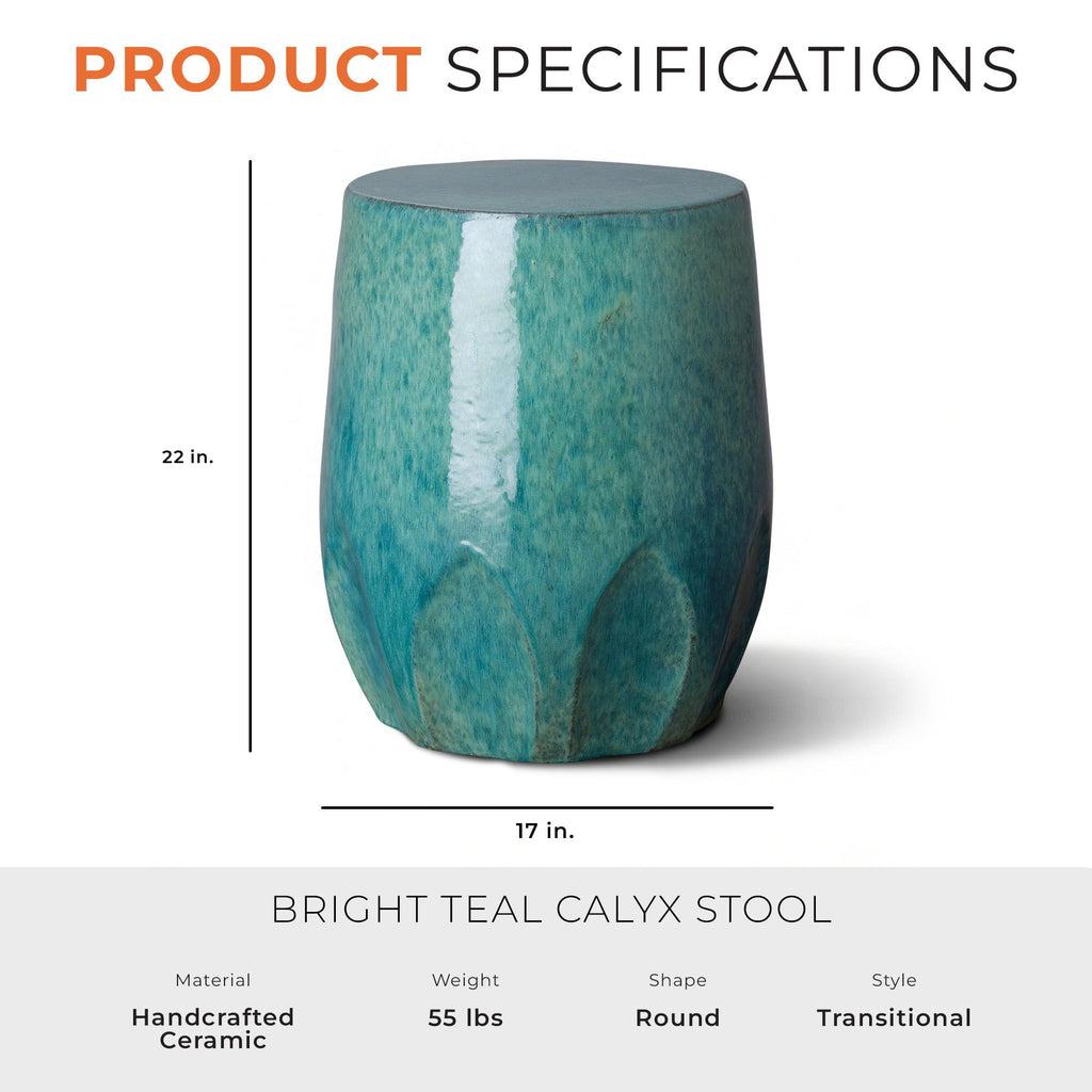 Teal Ceramic Garden Stool M70346