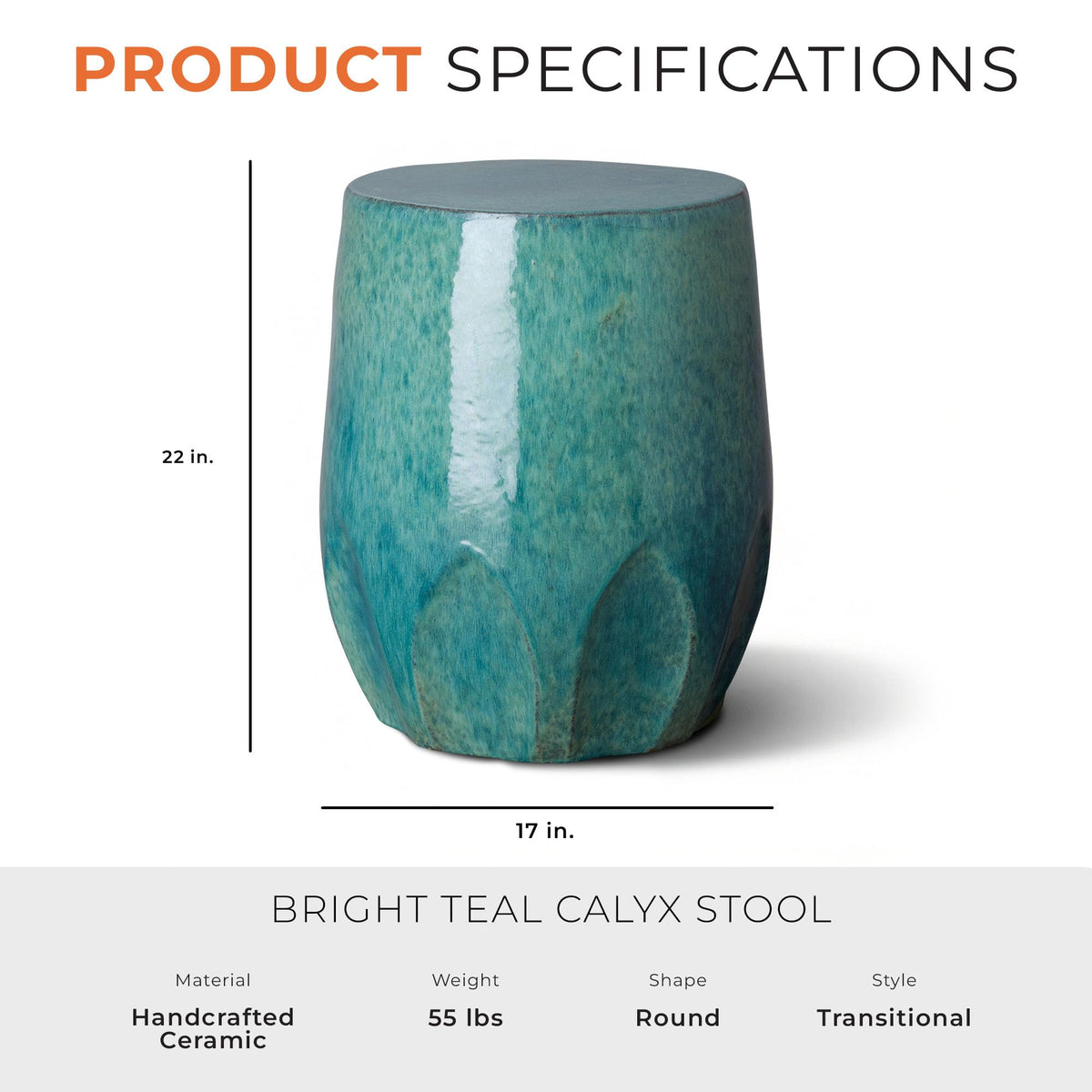Teal Ceramic Garden Stool M70346