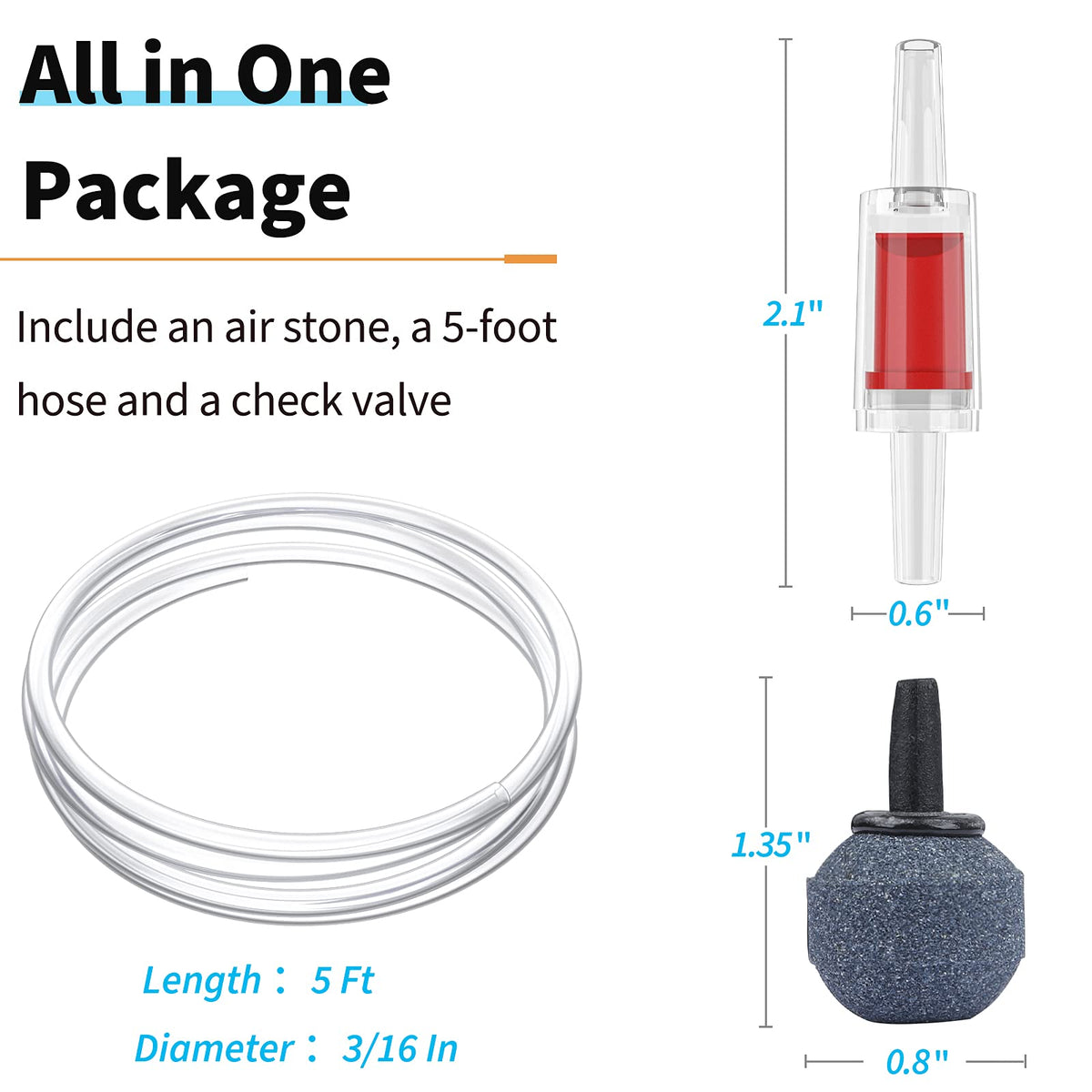 15-40 GPH Compact Quiet Aquarium Air Pump with Air Stone V61745