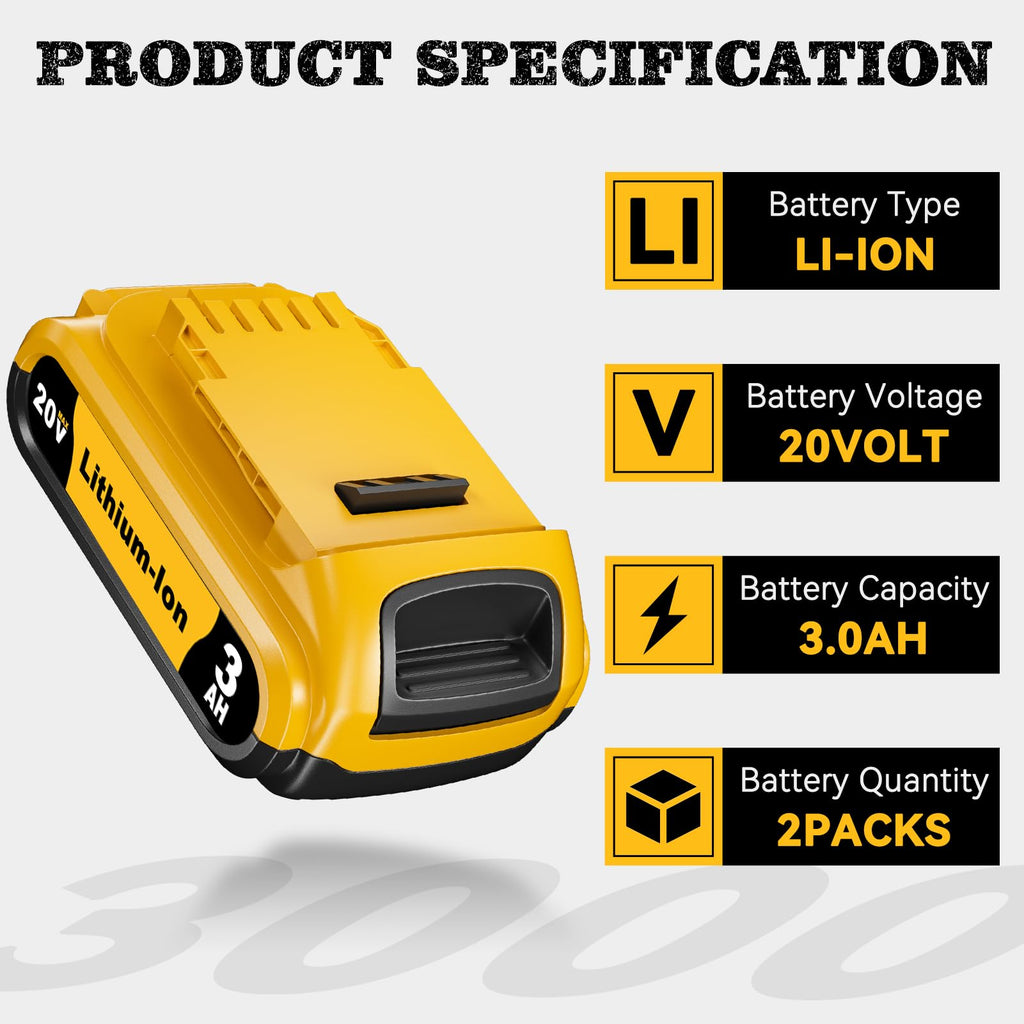 2 Packs 3.0Ah Lithium-Ion Battery S607