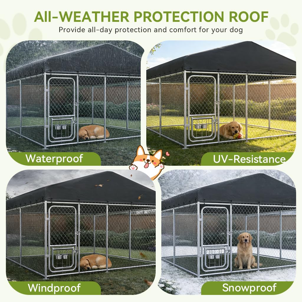 10x10FT Heavy Duty Outdoor Dog Kennel with Roof S869