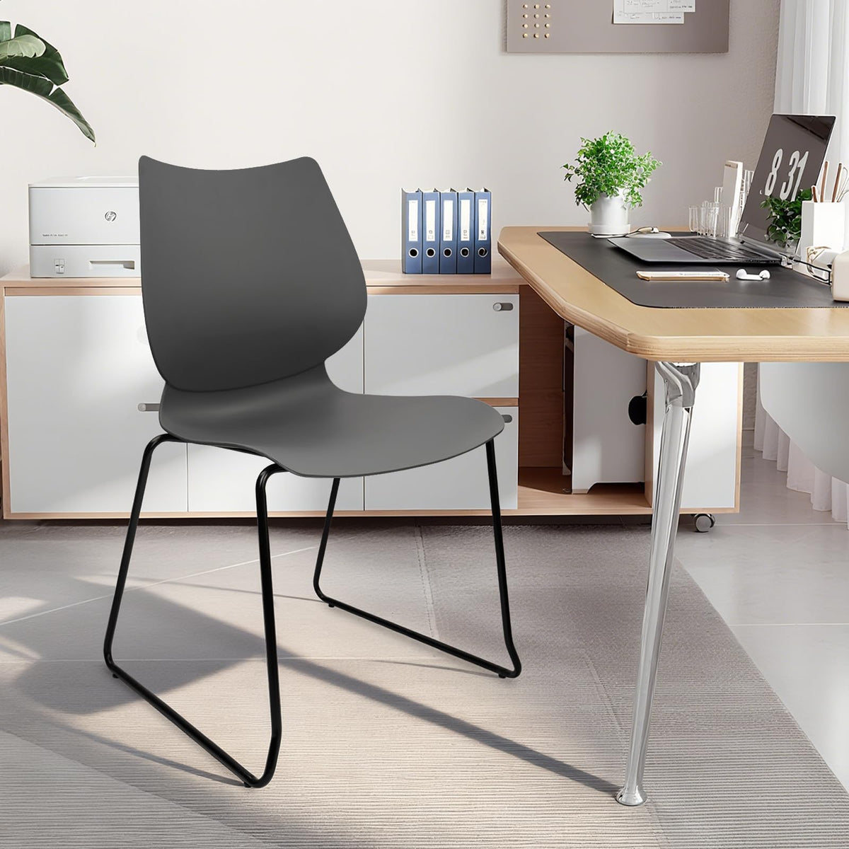 Stacking Chairs with Metal Legs Set of 12, Grey L44830