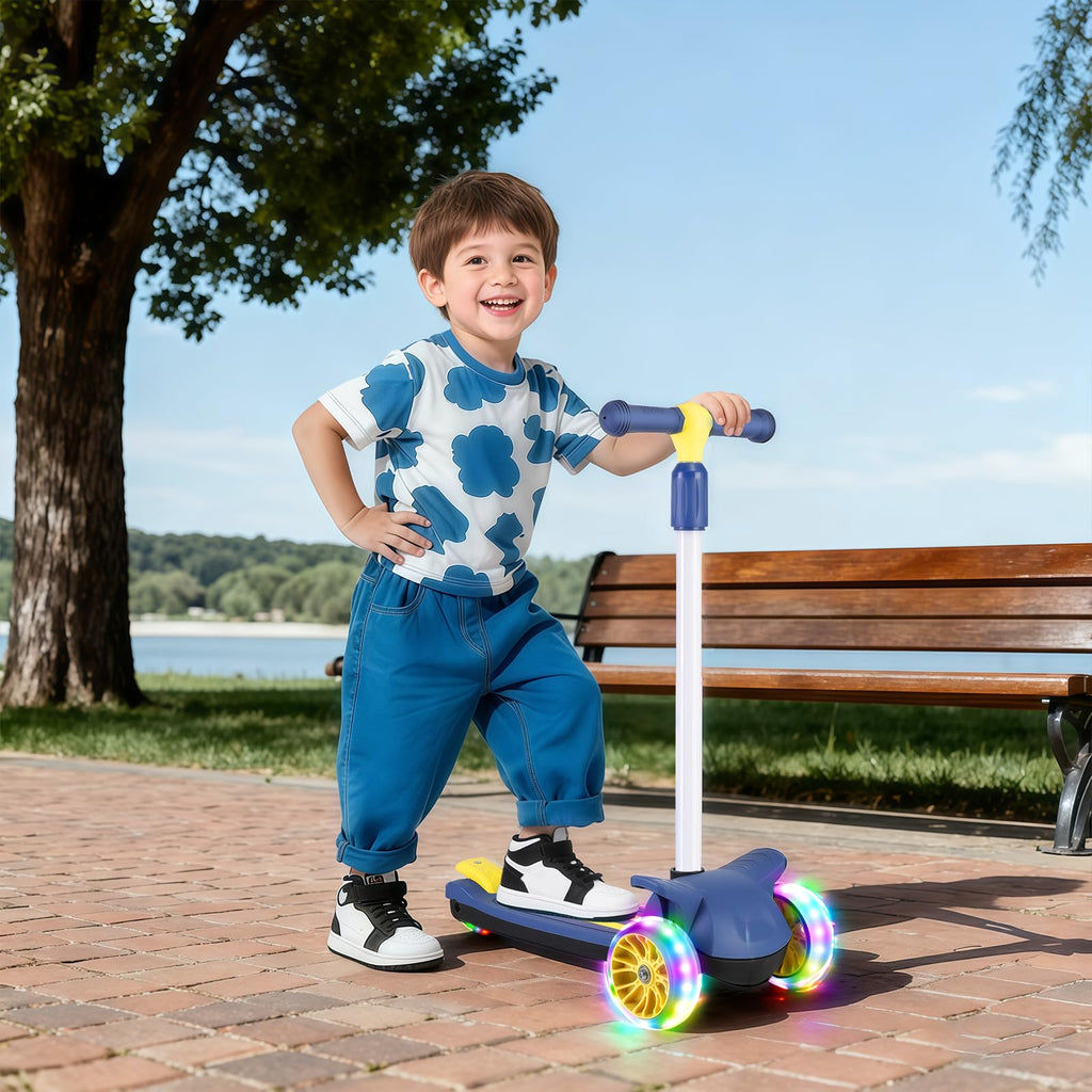 2 in 1 Kids Scooter with Removable Seat, Light up 3 Wheels, 4 Adjustable Height S8700