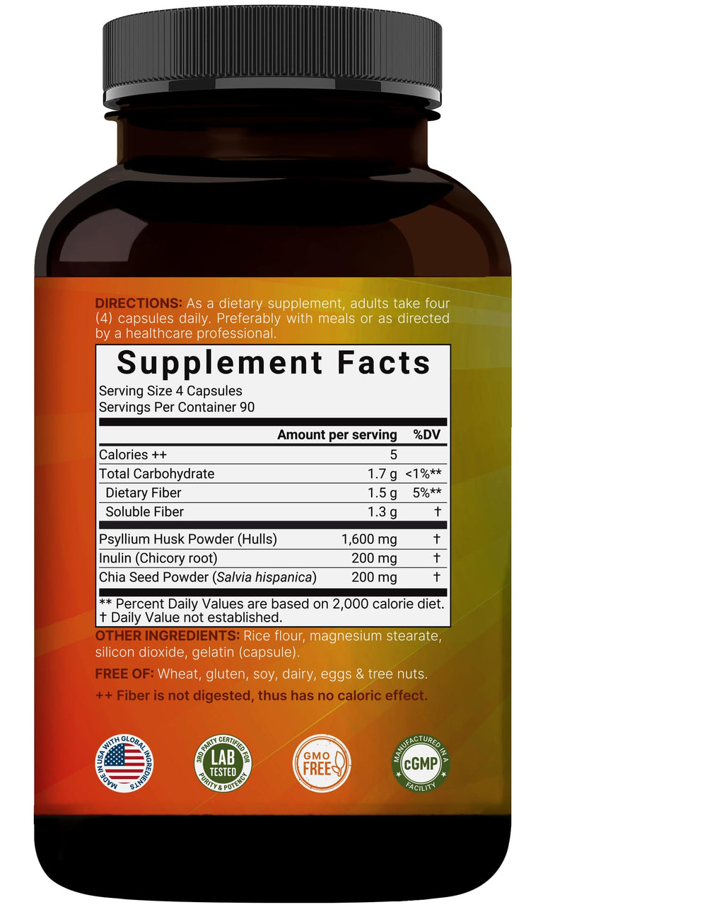 Psyllium Husk Fiber Capsules 2,000mg 360 Caps S4699
