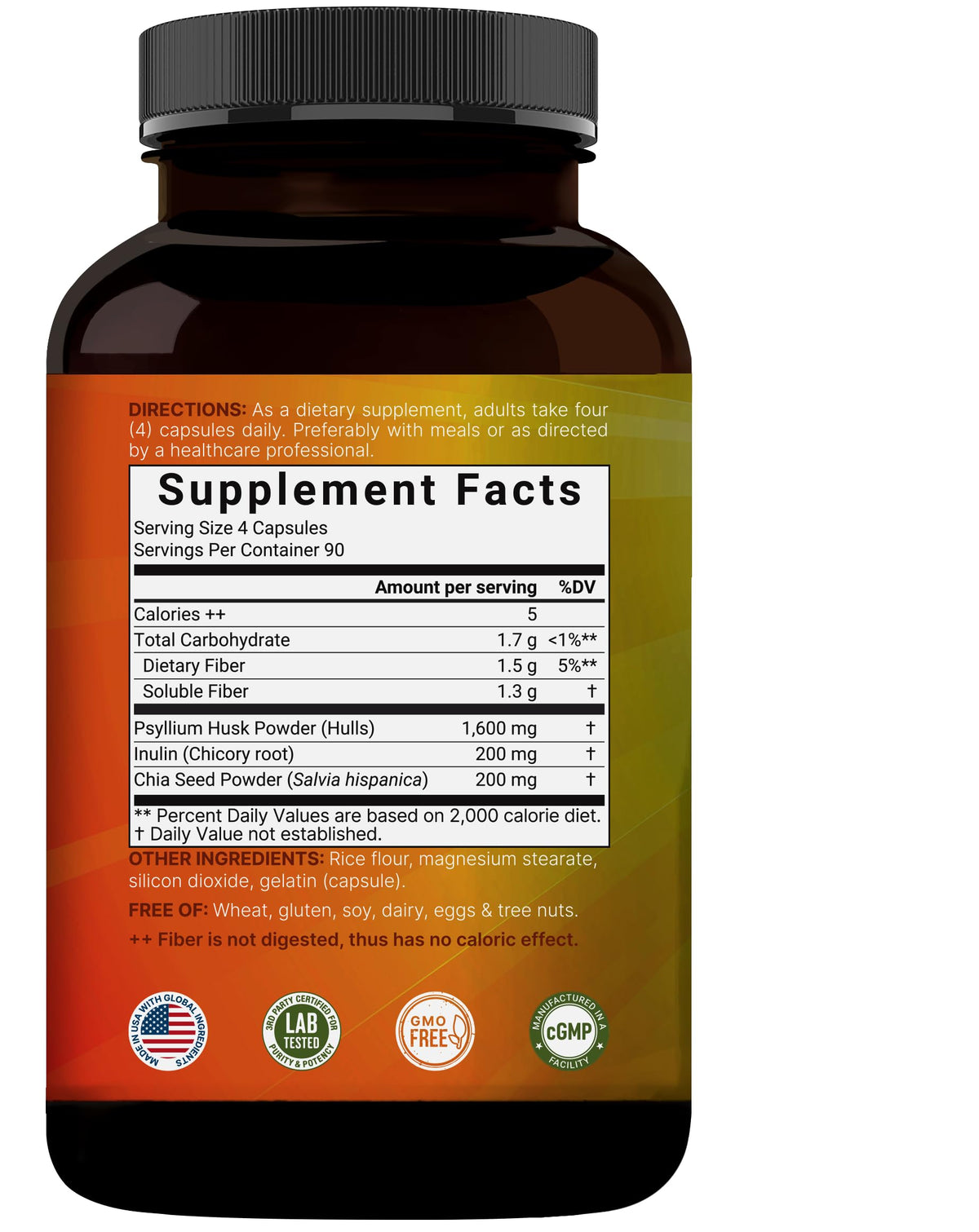 Psyllium Husk Fiber Capsules 2,000mg 360 Caps S4699