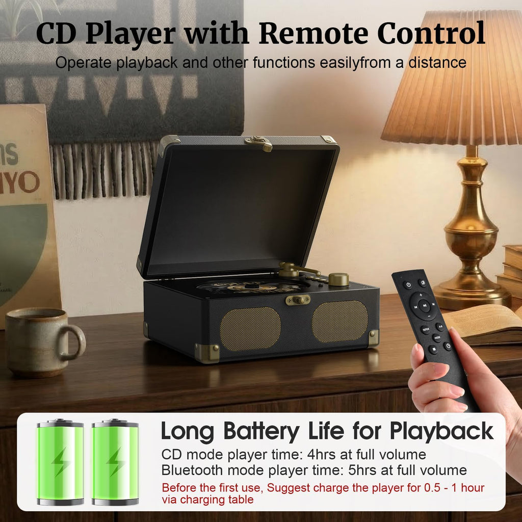 Black Portable CD Player with Speakers, Bluetooth, Remote Control, USB Playback G20280