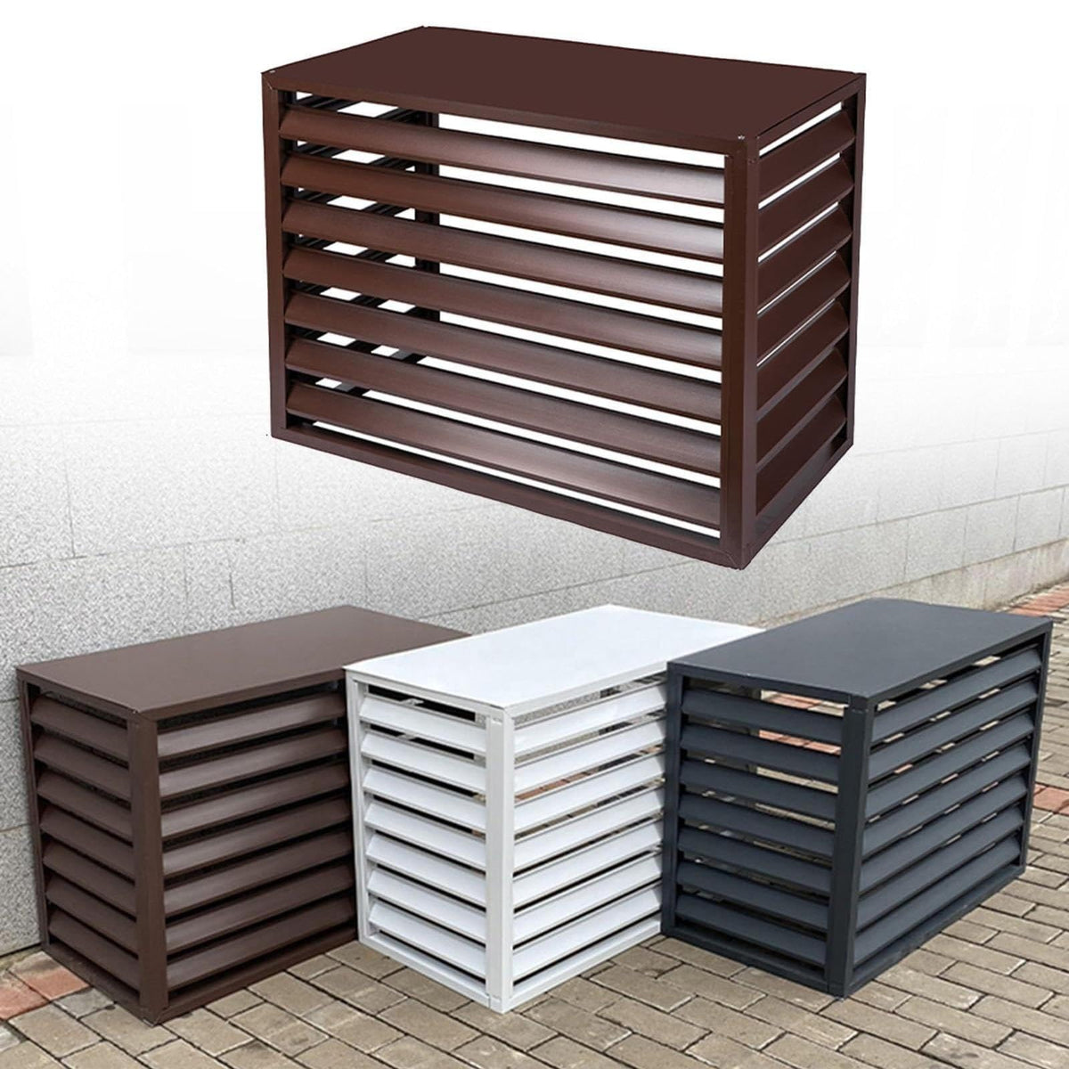 Aluminum Alloy Air Conditioner Fence 4 Panels Brown X455008