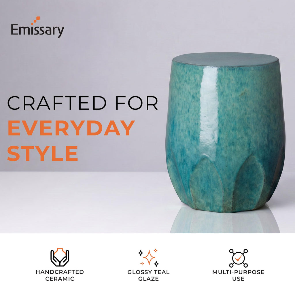 Teal Ceramic Garden Stool M70346
