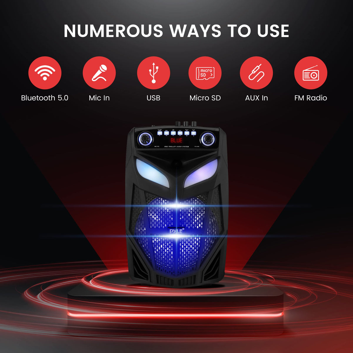 Portable Bluetooth PA Speaker System 600W 10” with 2 Wireless Microphones D606002