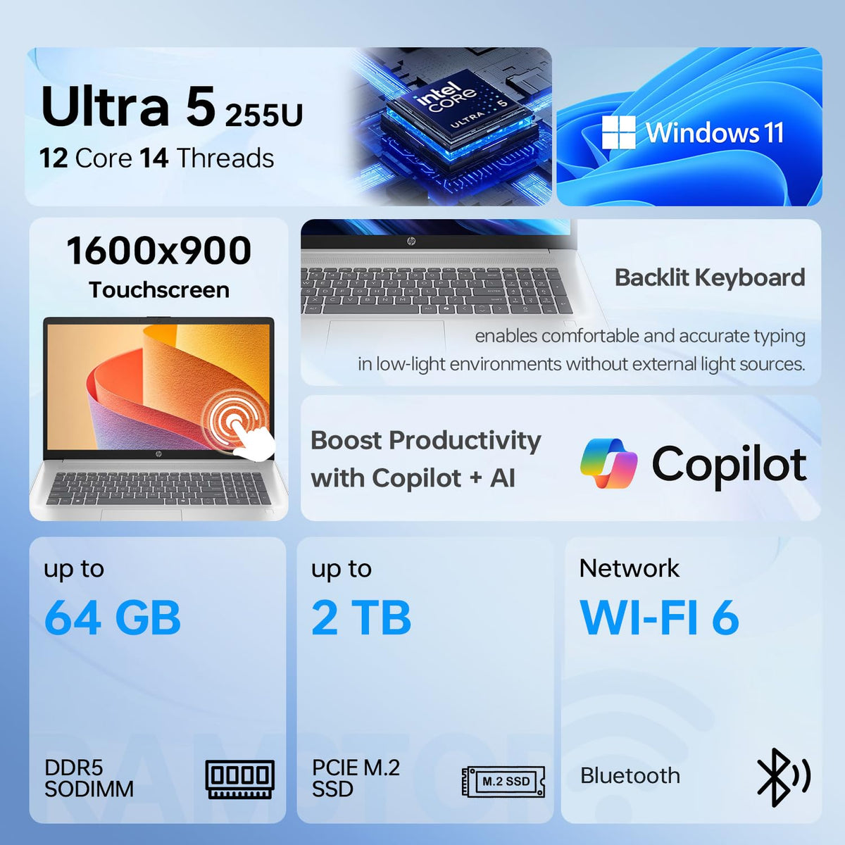 17.3" Touchscreen Laptop, Intel Core Ultra 5, 16GB DDR5 RAM, 1TB SSD B14639