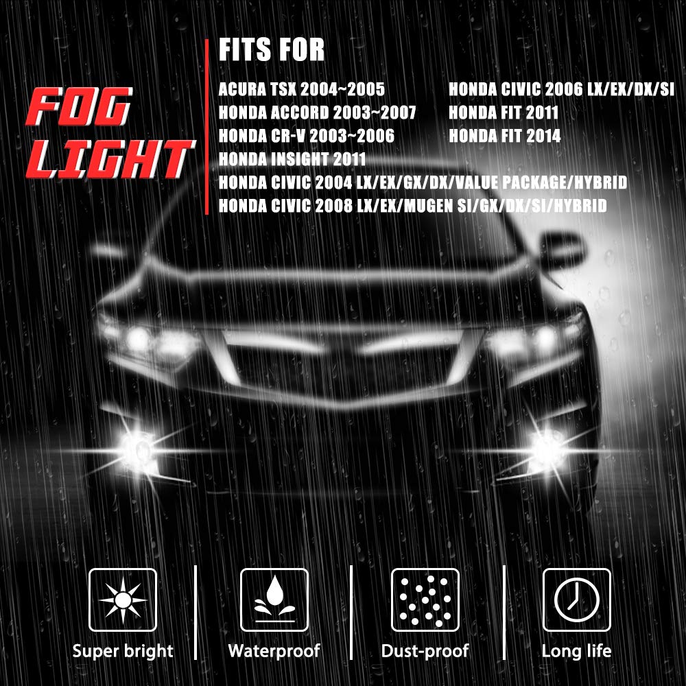 Driving Fog Lights Lamps Replacement with H11 12V 55W Halogen Bulbs & Wiring Harness Kit (Clear Lens) U7846
