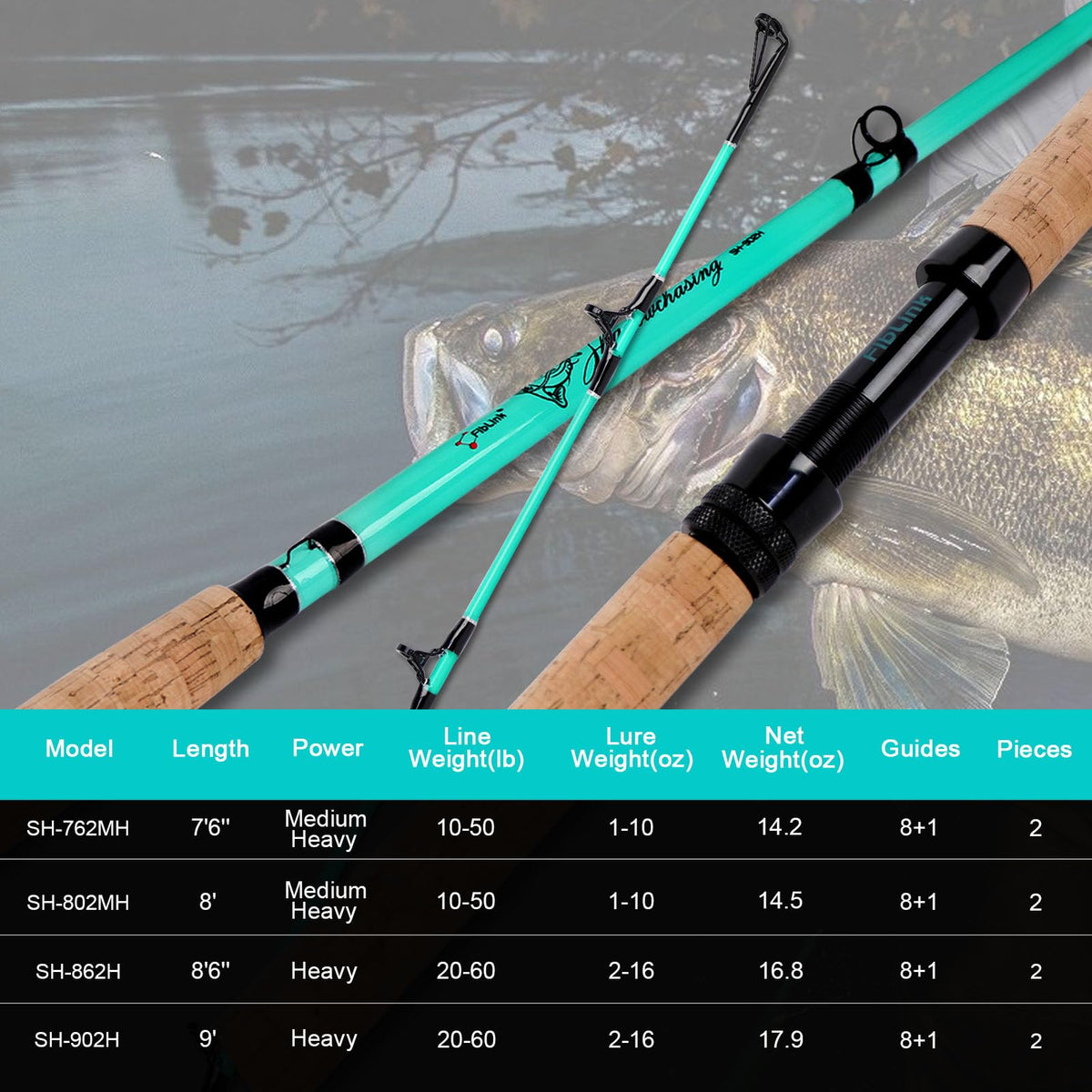 Catfish Fishing Rods Medium Heavy Casting Rod with Cork Handle B957268