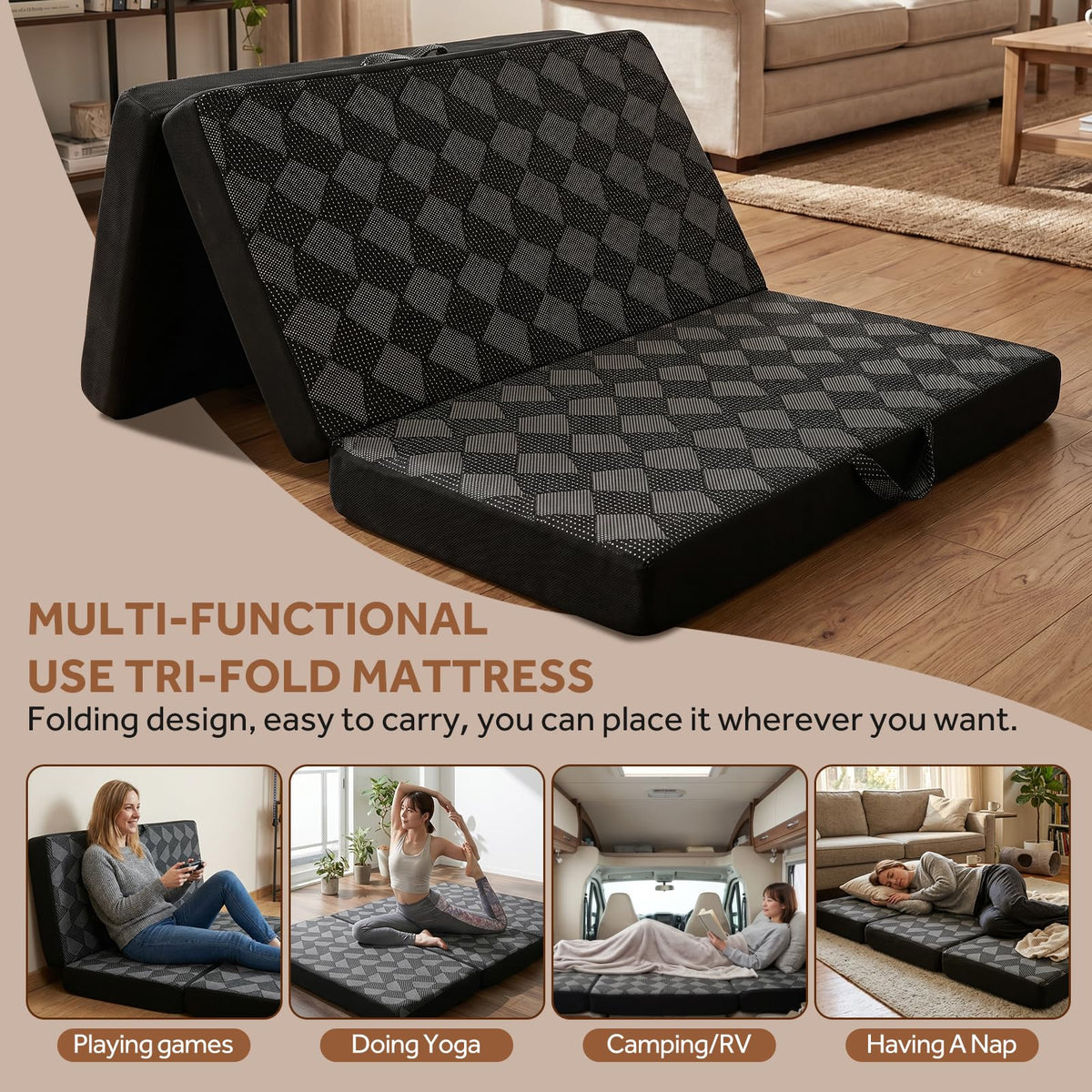 Memory Foam Tri Folding Mattress B856
