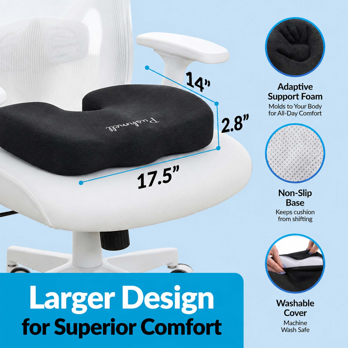 Memory Foam Gel Seat Cushion with Extra Cover B533711