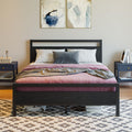 Black Full Size Bed Frame with Wood Headboard and Storage A468979
