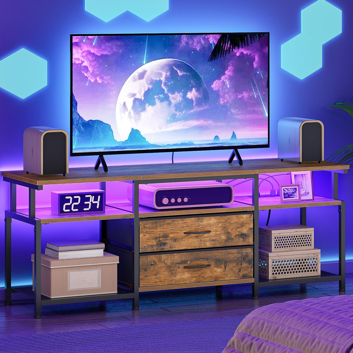 TV Stand with Power Outlet and LED Light A825060