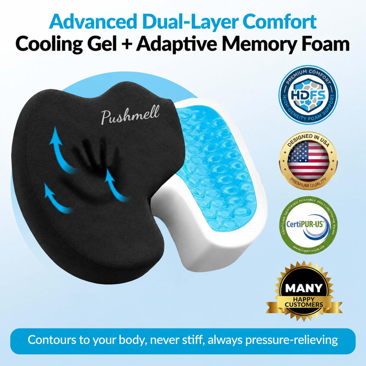 Memory Foam Gel Seat Cushion with Extra Cover B533711