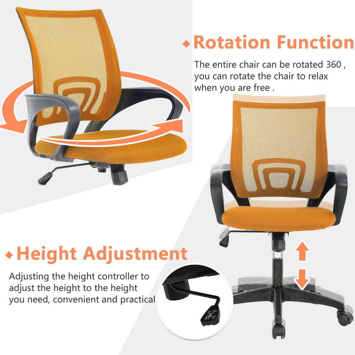 Orange Office Chair with Lumbar Support V70294