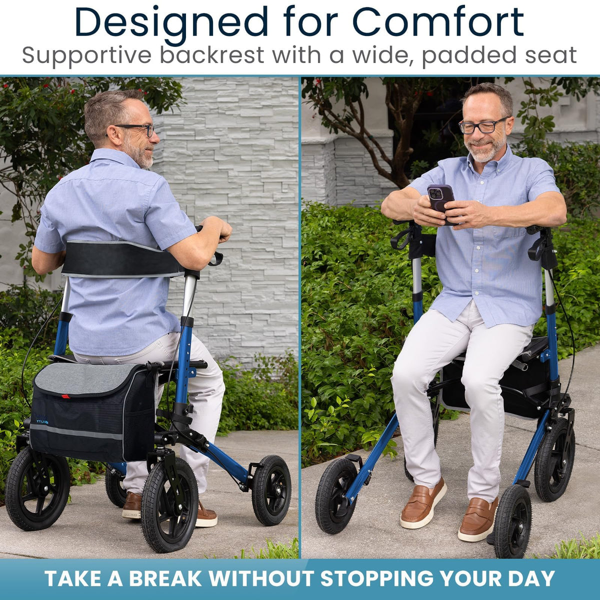 All-Terrain Rollator Walker with 12” Pneumatic Wheels Z1162