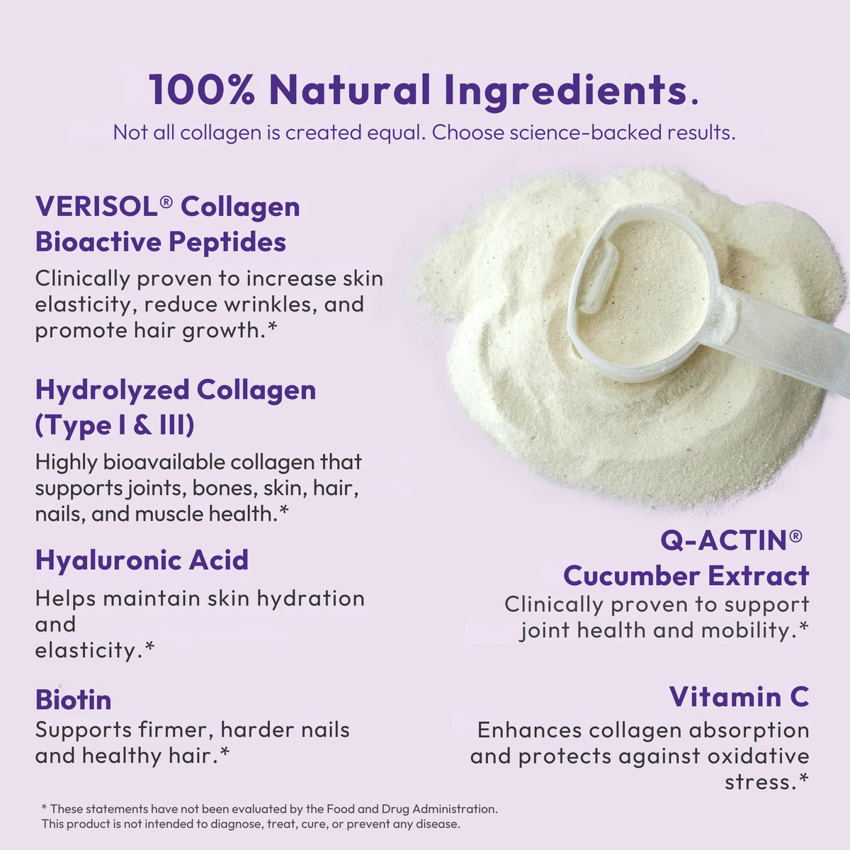 Hydrolyzed Collagen Peptides Type I & III with Vitamin C, Hyaluronic Acid, Biotin, Unflavored Powder, 30 Servings I2231