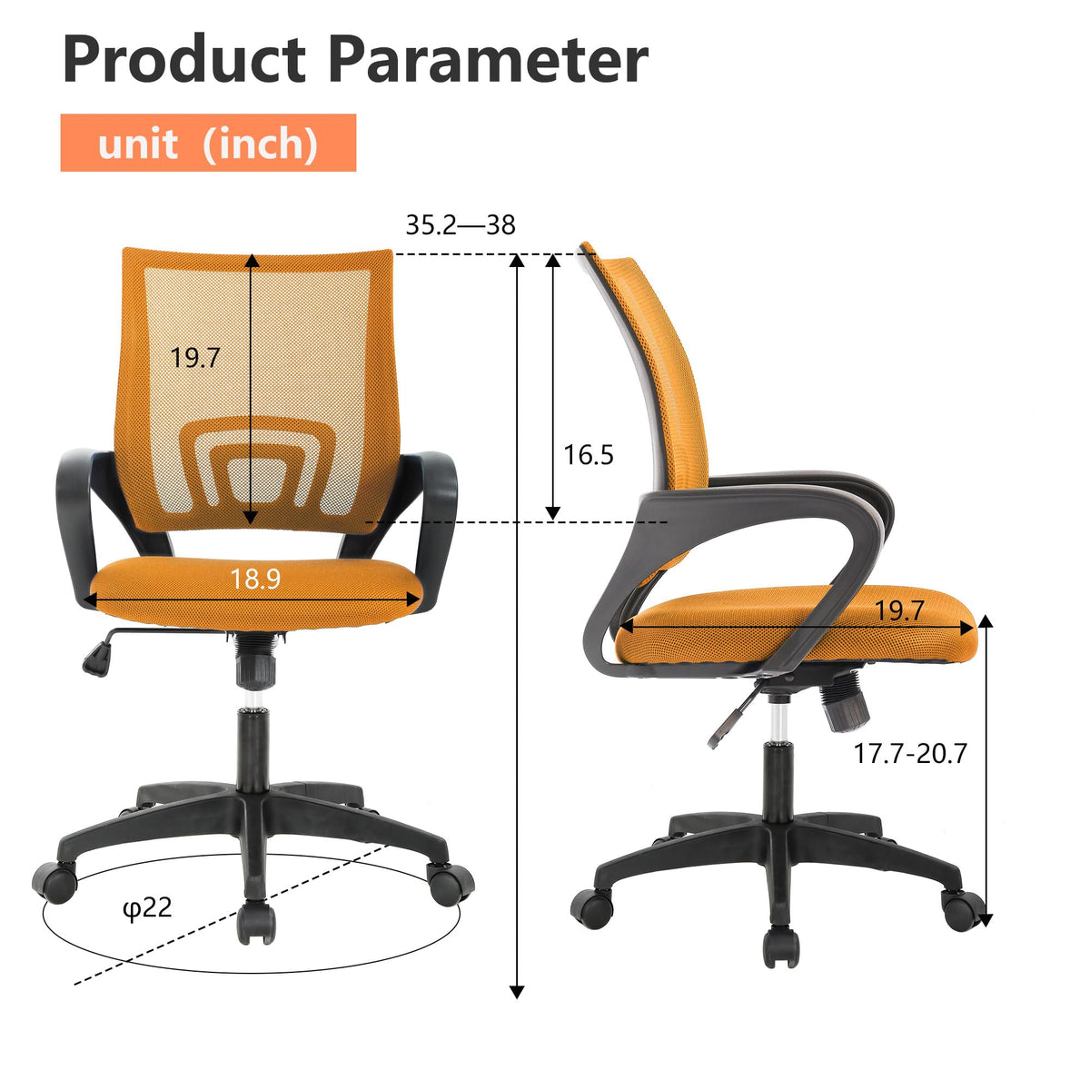Orange Office Chair with Lumbar Support V70294