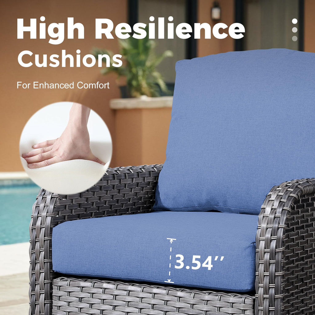 2 Pieces Blue Wicker Patio Bistro Set Z93617