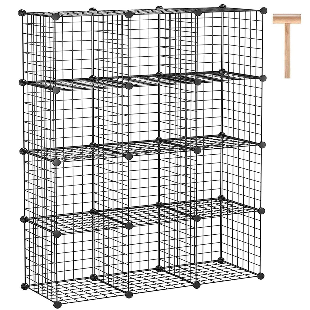 Black 12 Cube Wire Storage Organizer U1195