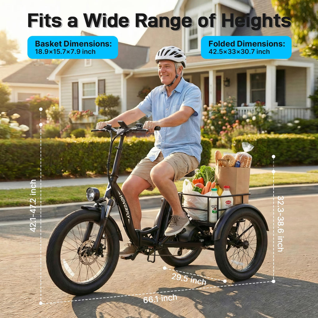 Electric Tricycle for Adults 750W Peak Motor 20"x3" Fat Tire X426608