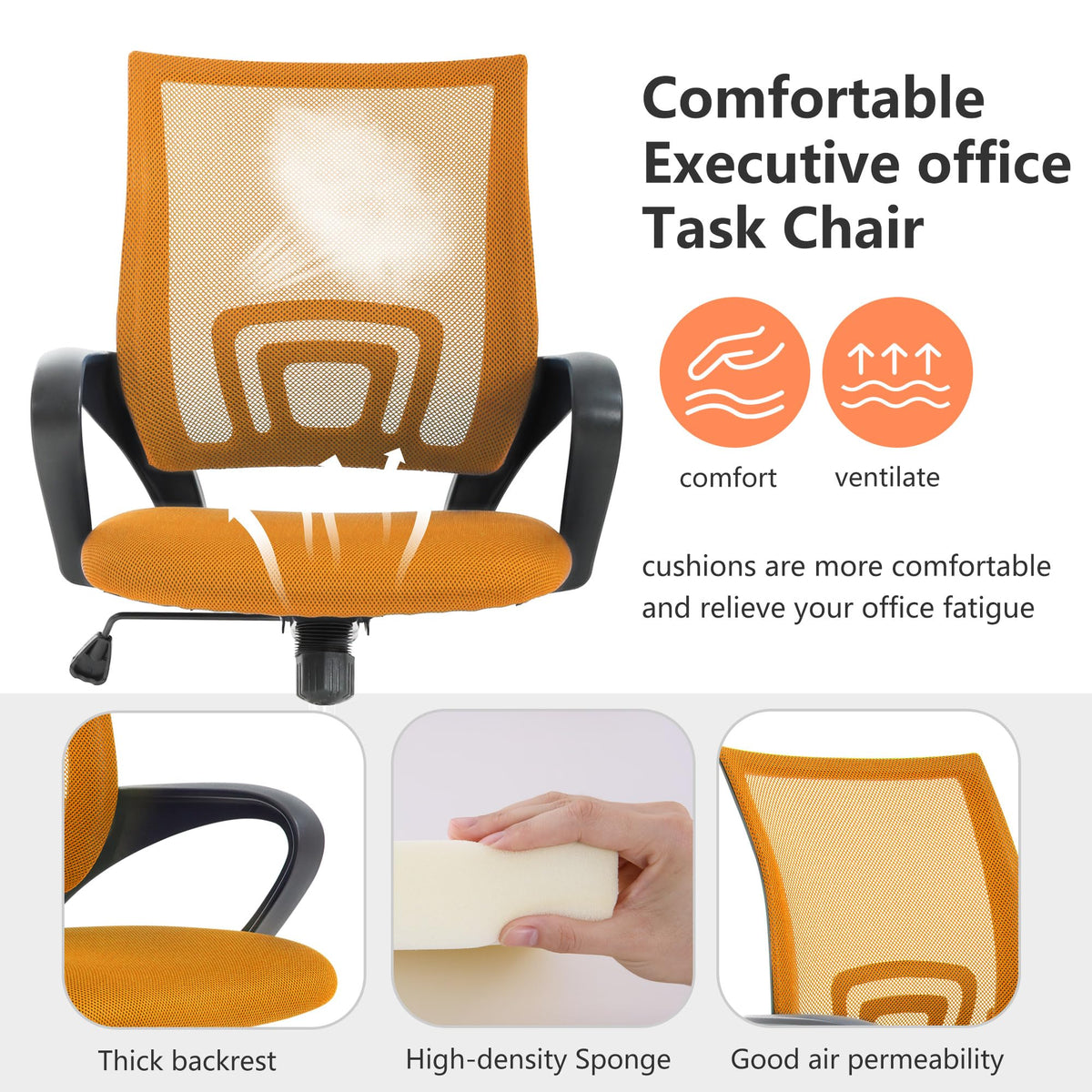 Orange Office Chair with Lumbar Support V70294