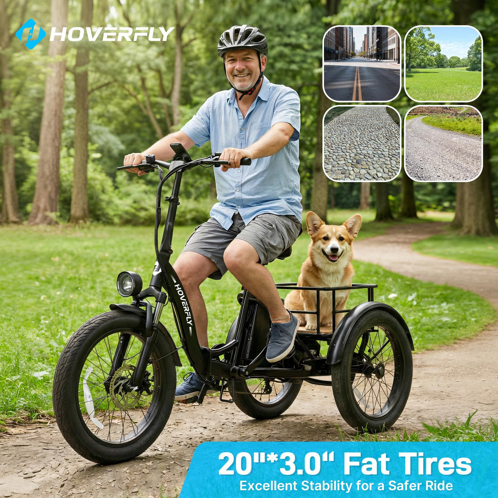 Electric Tricycle for Adults 750W Peak Motor 20"x3" Fat Tire X426608