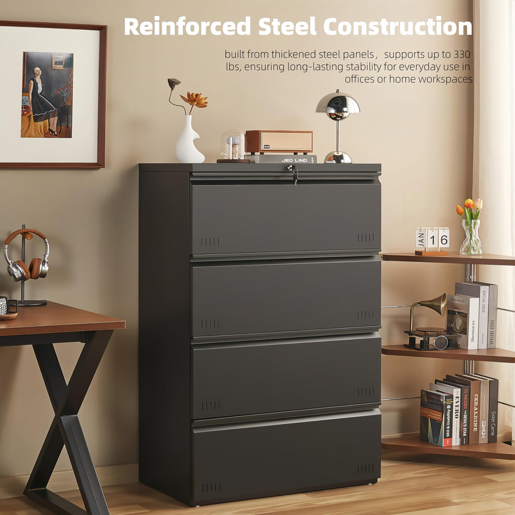 Metal File Cabinet with Lock, 4 Drawer Heavy Duty Office Storage Cabinet Y574