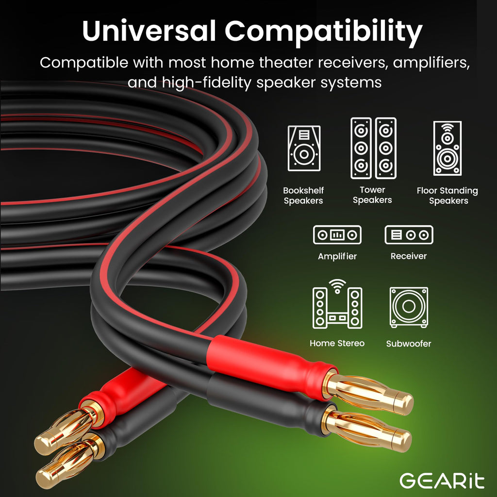 14 Gauge OFC Speaker Wire with Banana Plugs, 2 Pack 6.6 ft Each V844075