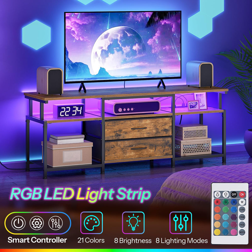 TV Stand with Power Outlet and LED Light A825060