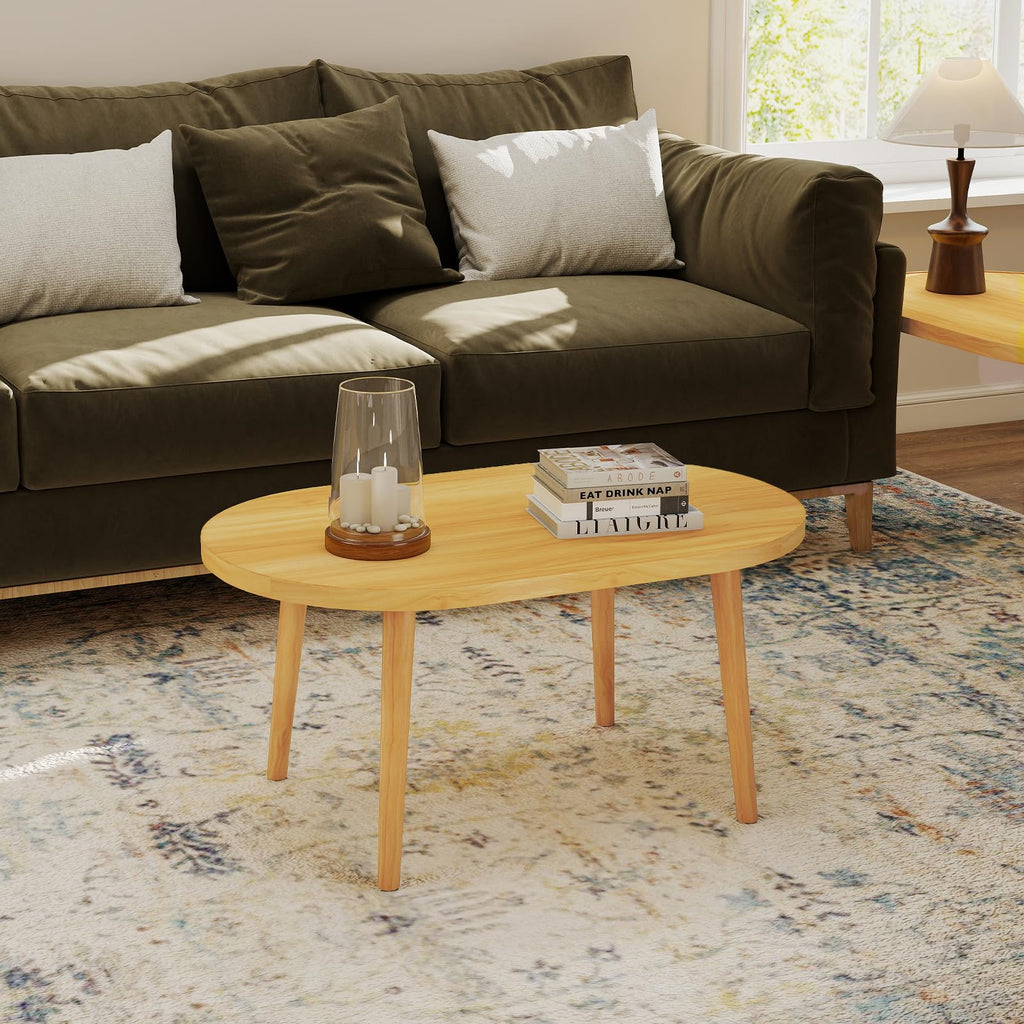 Oval Coffee Table Natural 19.7"D x 31.5"W x 16"H W606