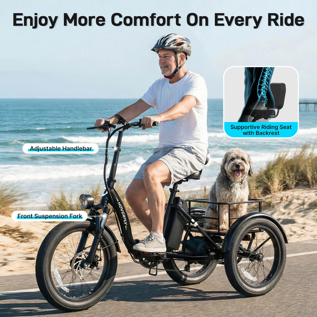 Electric Tricycle for Adults 750W Peak Motor 20"x3" Fat Tire X426608