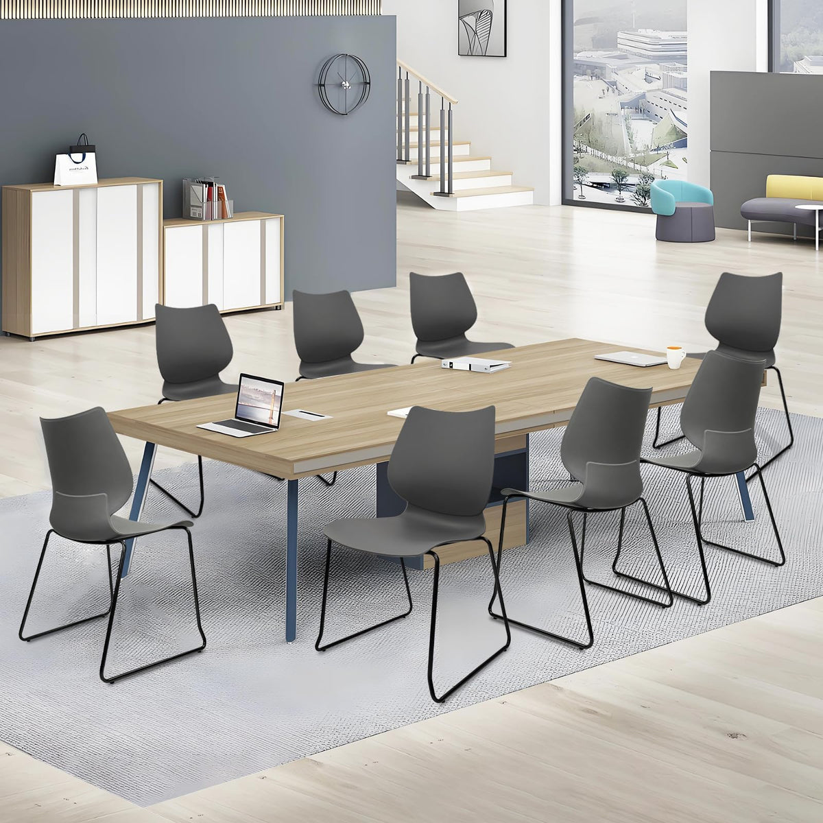 Stacking Chairs with Metal Legs Set of 12, Grey L44830