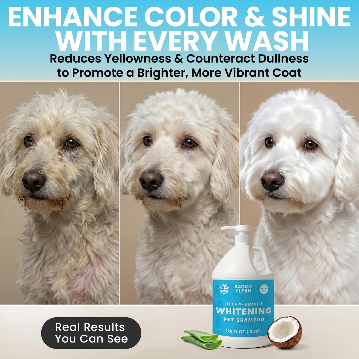 Whitening Dog Shampoo with Pump, 1 Gallon Aloe Coconut A4317