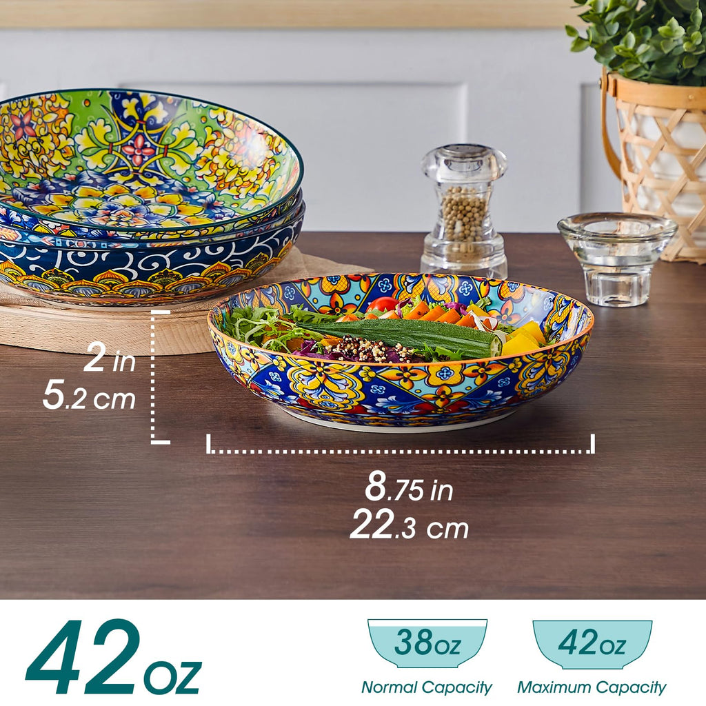 Pasta Bowls Set of 4, 42oz Ceramic Serving Bowls W44344