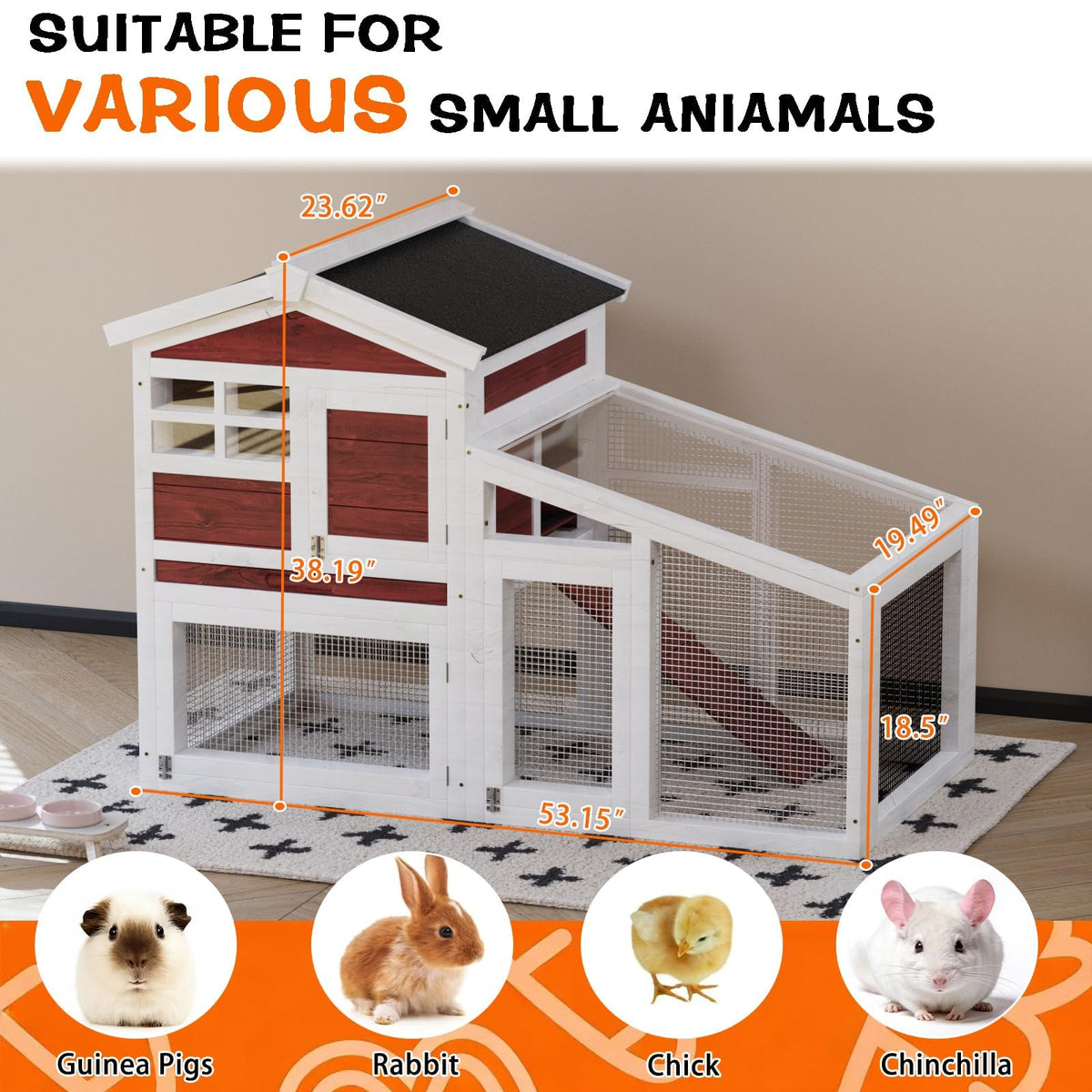 Weatherproof Wooden Rabbit Hutch T9440