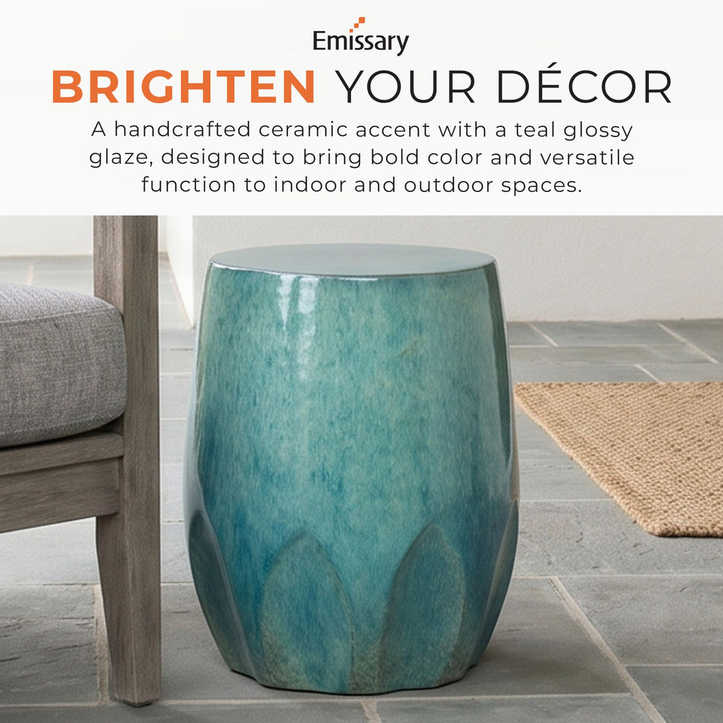 Teal Ceramic Garden Stool M70346