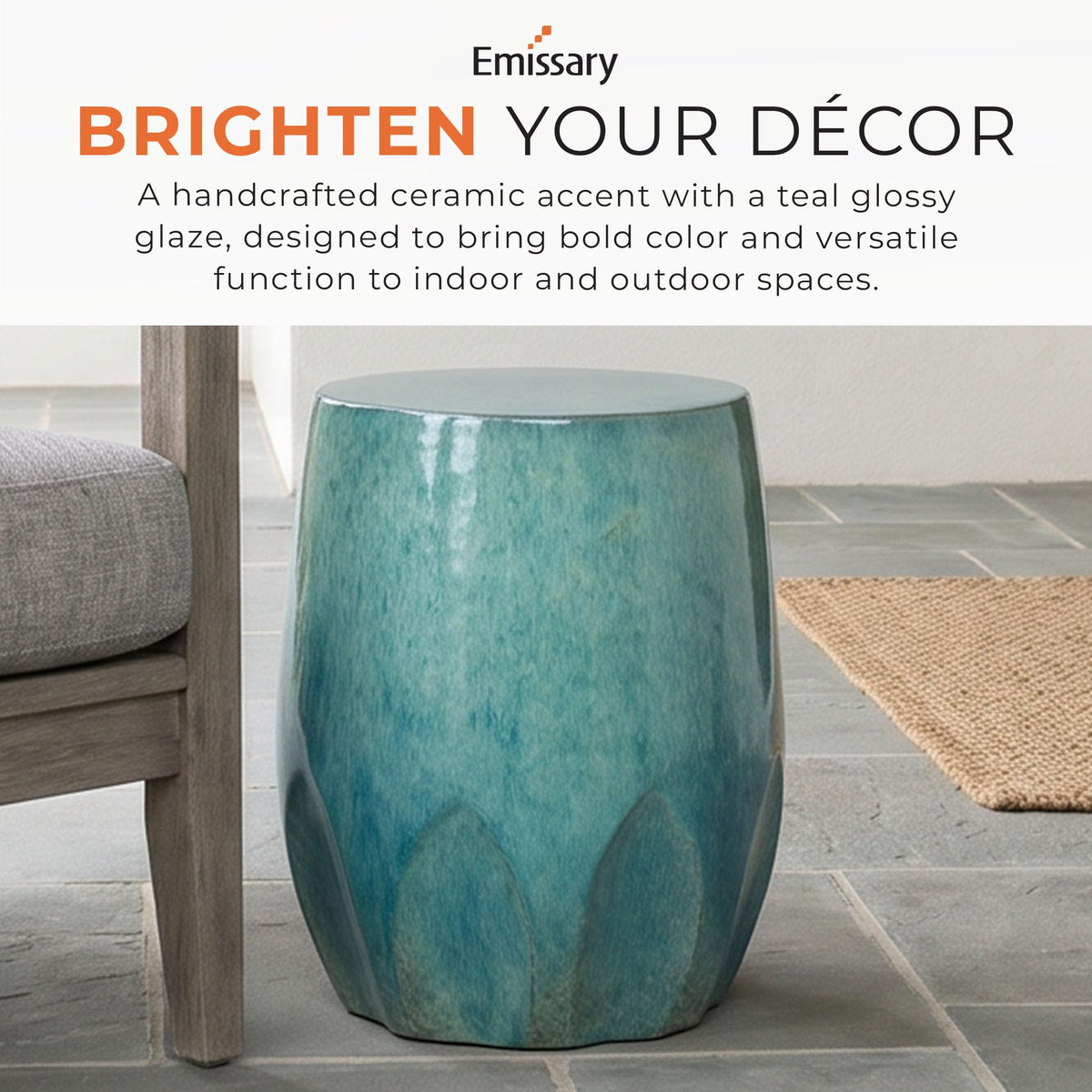Teal Ceramic Garden Stool M70346