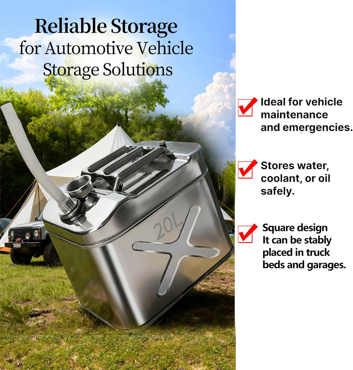 5 Gallon 304 Stainless Steel Oil Storage Can with Spout D18434